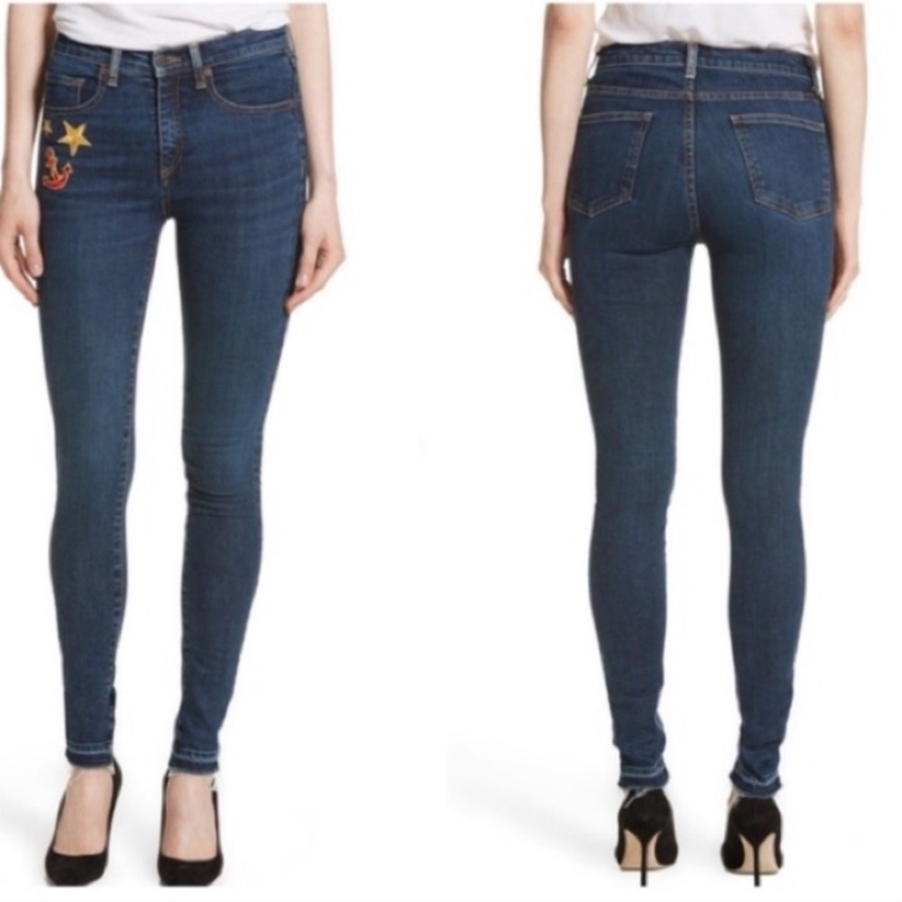 Veronica Beard Kate 10” Patch Skinny Denim Jean 25